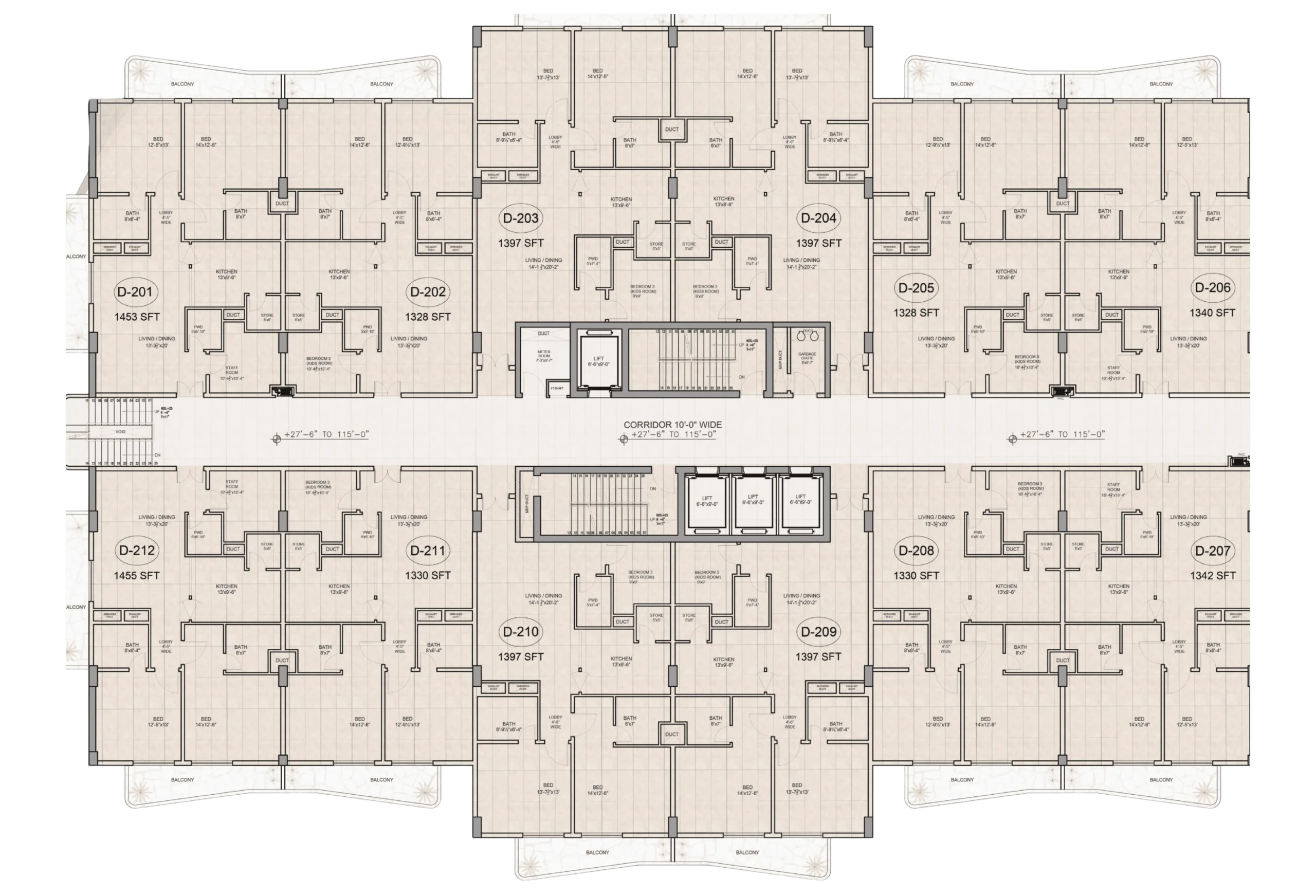 Diamond Tower 2nd to 9th Floor Plan - DHA Condominiums
